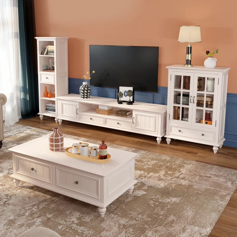 

American Solid Wood TV Cabinet Country Simple TV Cabinet Coffee Table Combination Living Room