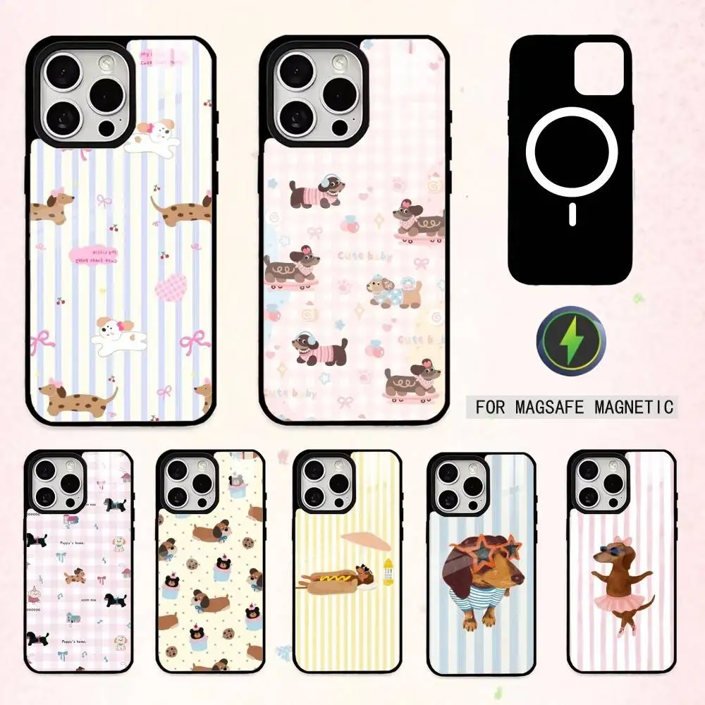 

Cute P-Pet D-Dachshund Black Stripe Phone Case For iPhone17,16,15,14,13,12,11,Pro Max Magnetic For Magsafe Wireless Charging
