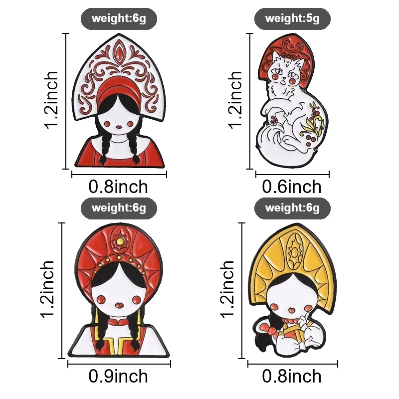 Russian Traditional Ethnic Headwear Enamel Pin,Various Types of Headwear Design Badge, Fashion Accessory, Ethnic Souvenir Gift