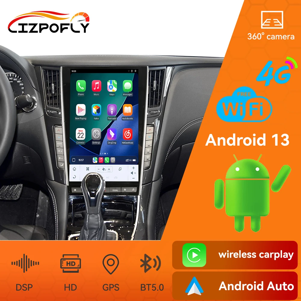 

13.6 Inch Android Carplay Car Radio Instrument Dashboard For Infiniti Q50 Q50L Q50S Q60 2014-2022 GPS Navigation Digital Cluster