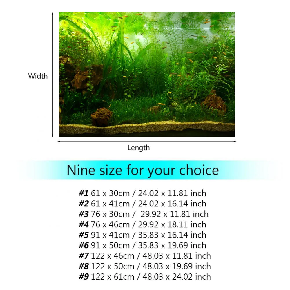 Water Grass Style Aquarium Fish Tank Background Poster PVC Adhesive Decor Sticker