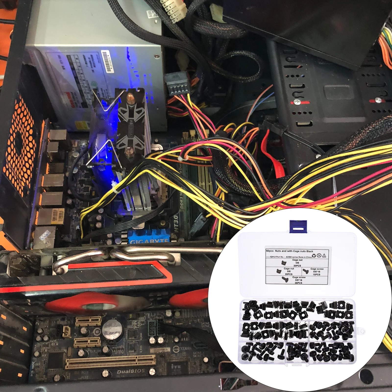 

50Pcs Carbon Steel Cage Nuts Square Insert Nut M5 Sturdy Trustworthy Universal Fit for Rack Server Cabinets Shelves