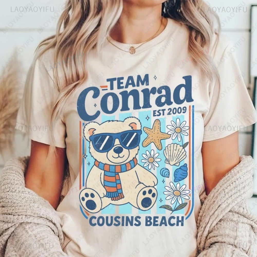 Estate I Turned Pretty Cousins Team Conrad Junior Mint Bear T-shirt grafiche Donna Uomo Vacanza al mare T-shirt ampia in cotone