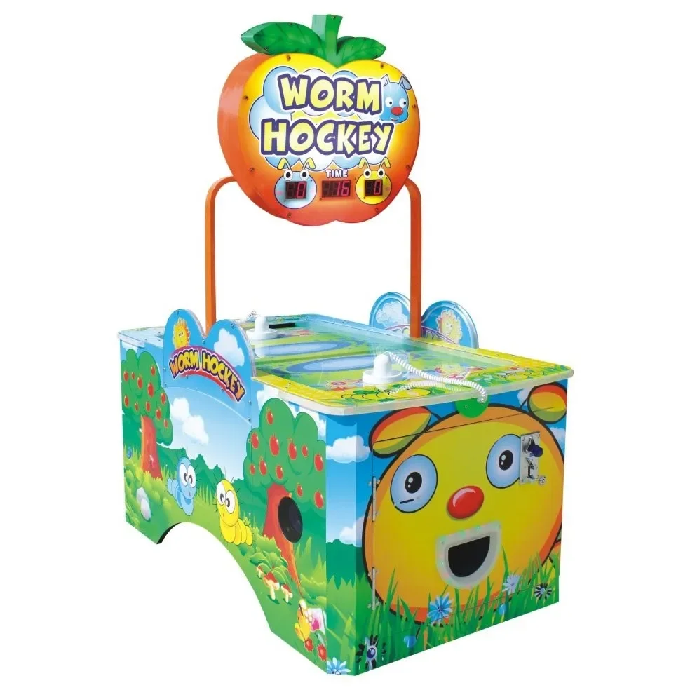 Hotselling Indoor Sports Amusement Park Worm Hockey Table Arcade Screen Coin Operated Kids Hockey Game Machine For Sale