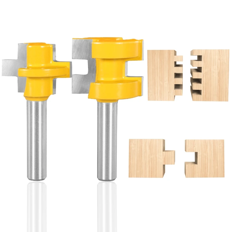 

Woodworking Milling Cutter for Wood Tools 6MM-12.7MM 2PCS Tongue＆Groove Assembles Router Bits Set Carbide Tipped