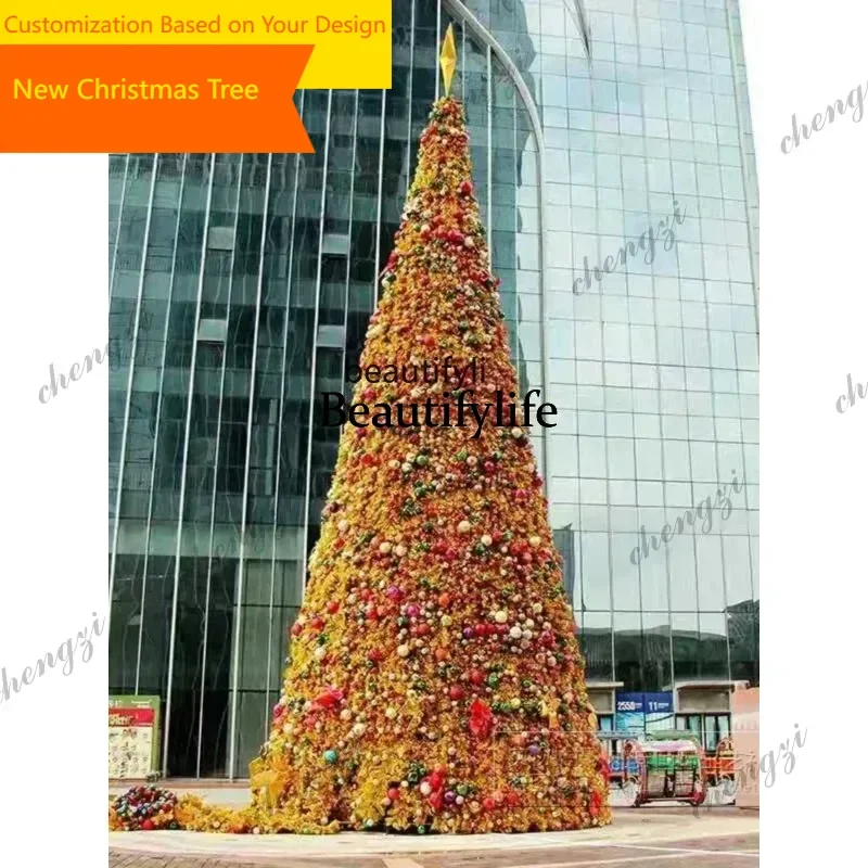 Golden Christmas tree set 4/5/6/7/8/9/10/12/14/15/16m outdoor large Christmas tree decoration a48