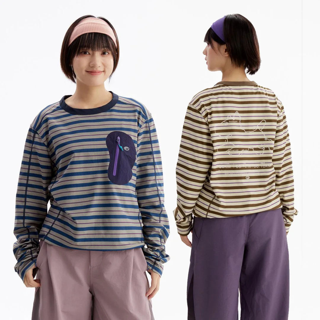 Men Women Outdoor Travel Hiking Camping Loose Casual Quick Dry Long Sleeve Stripe Sport T-shirt Girl Boy Streetwear T Shirt Tops