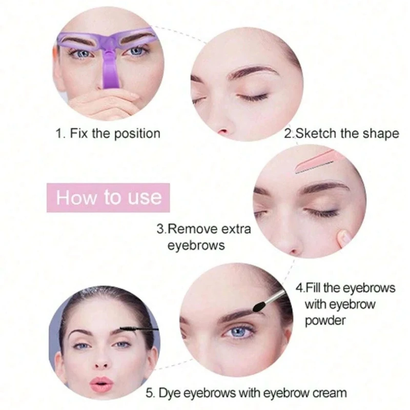 ชุดแม่แบบเขียนคิ้วแบบใช้ซ้ำได้ 8 ชิ้น 8 แบบ แม่แบบสร้างทรงคิ้ว อุปกรณ์แต่งหน้าสำหรับผู้เริ่มต้น ใช้งานง่าย