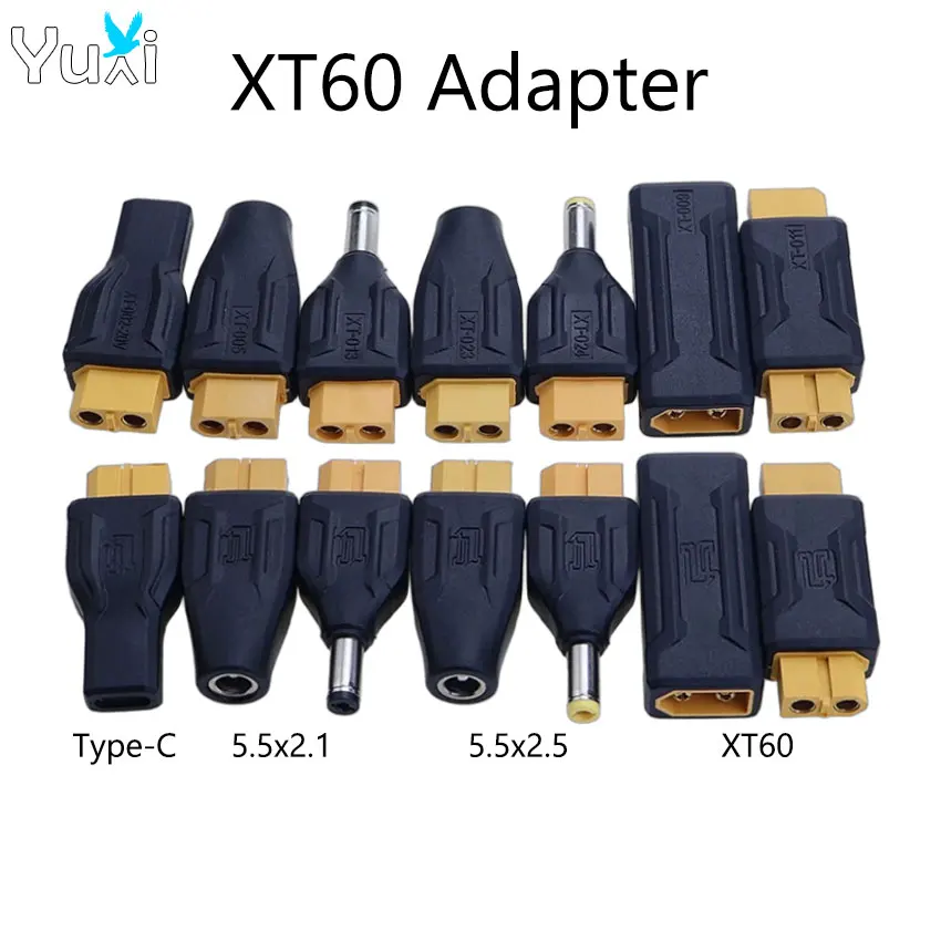 YuXi 1 Stück XT60 auf USB-C Typ-C DC 5,5*2,1mm 5,5*2,5mm Buchse Stecker Adapter Ladeanschluss für Laptop Outdoor-Stromversorgung