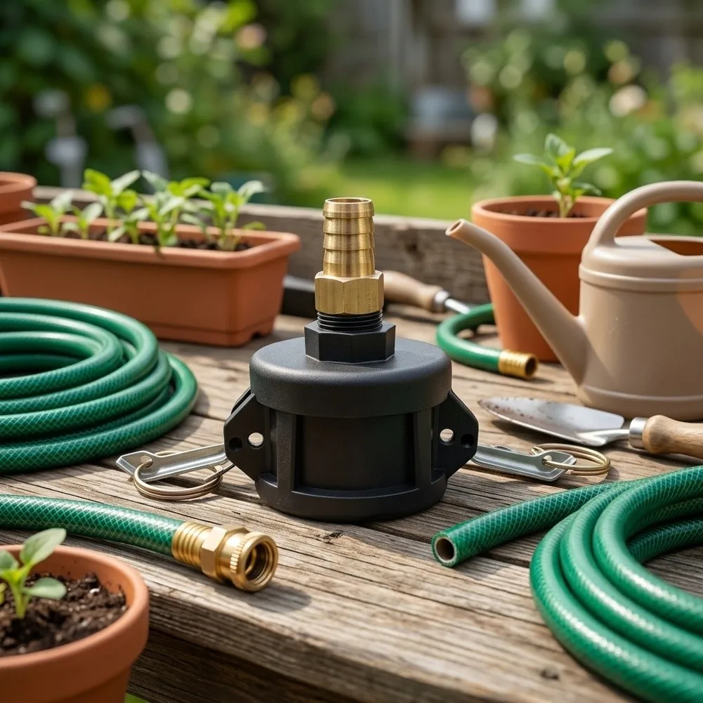 For IBC Tote Fitting for Converting 2 inch Drain Opening to 3/4 inch Garden Hose Thread Using Resistant PP and Brass