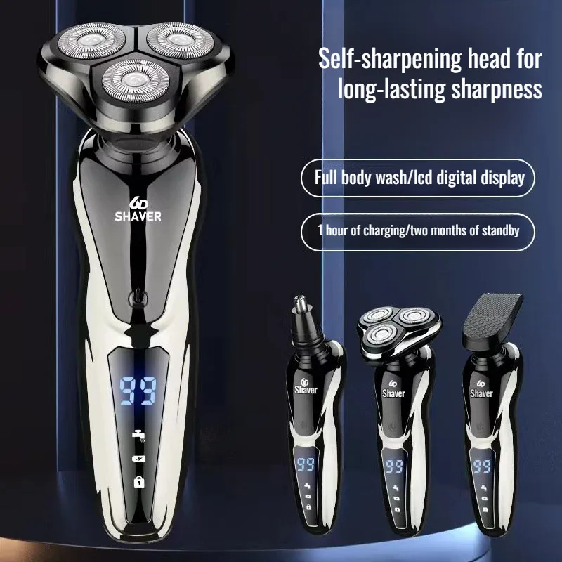 Full body washable haircut nose hair shaving three in one electric shaver LCD digital display