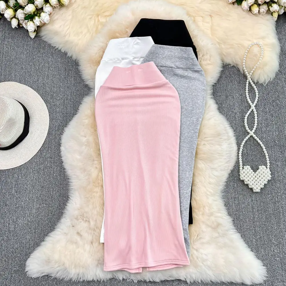 Skirt Women 2023 Spring Autumn Solid Empire Pencil Office Lady Midi Bodycon Skirts Slim Streetwear Fashion Chic Clothes