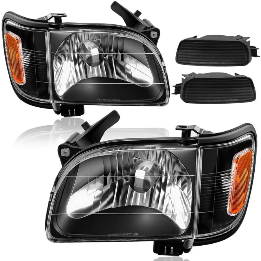 

Headlight Assembly Compatible with Tacoma 20012004 Pickup Truck Replacement Headlights Black Housing with Amber Reflector Clear