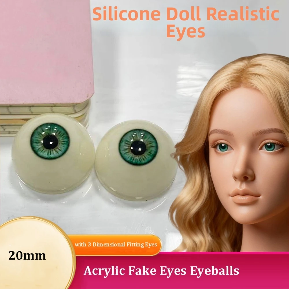 1pair 20mm Acrylic Fake Eyes Eyeballs with 3 Dimensional Fitting Eye 10 Styles Silicone Doll Simulation Eyeballs
