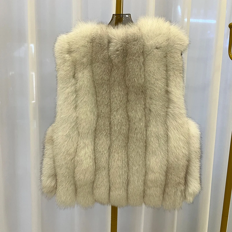 Inverno Caldo di Lusso 100% Genuino Vera Pelliccia di Volpe Gilet di Pelliccia di Volpe Naturale Giacca Senza Maniche Gilet di Qualità Delle Donne Vera Pelliccia di Volpe Gilet