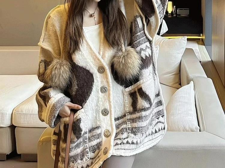 2025 outono e inverno novo design de moda versátil manga comprida suéter cardigã único