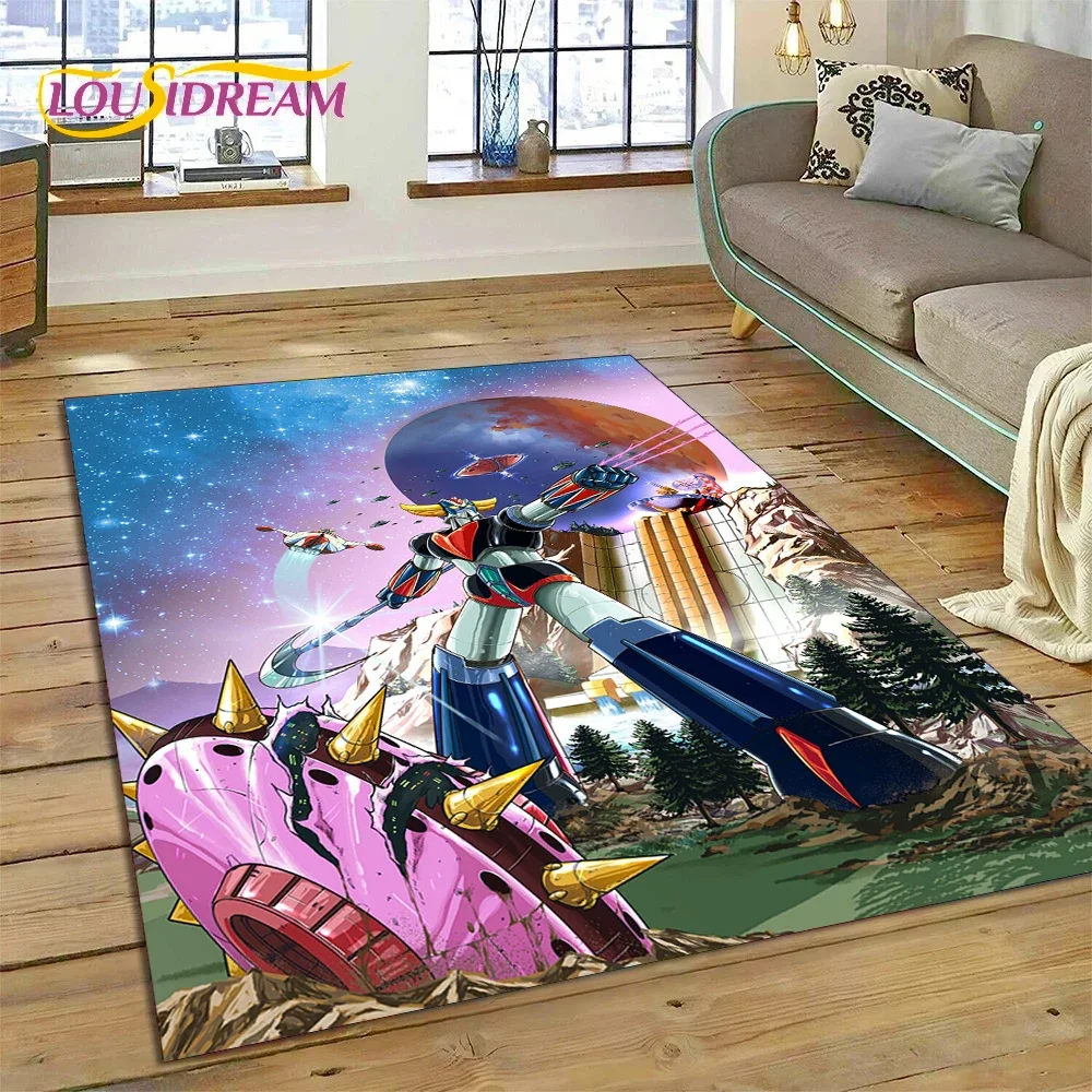 3D Cartoon UFO Robot Grendizer Anime Carpet Rug for Bedroom Living Room Home Sofa Decoration,Children Game Large Decor Floor Mat