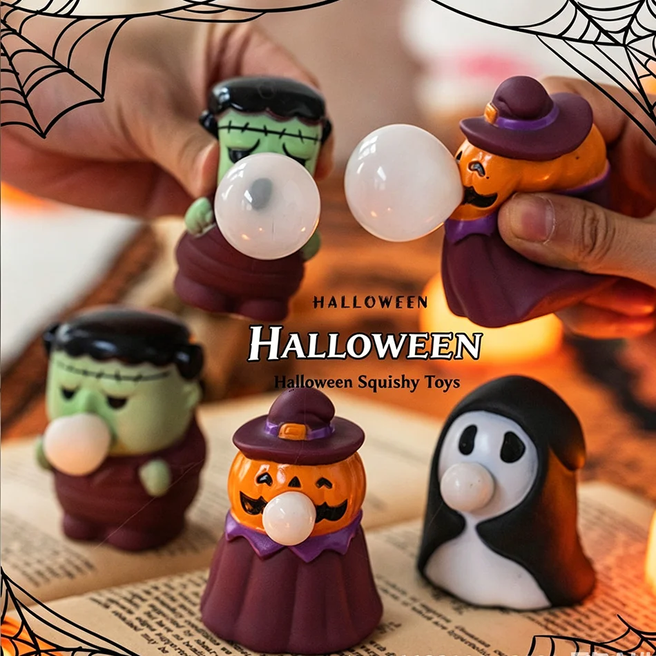 1-3Pcs Halloween Creative Pumpkin Ghost Pinch Ball Ornament for Prank Carnival Party Decoration Gift Gift Bag Pinata Filler