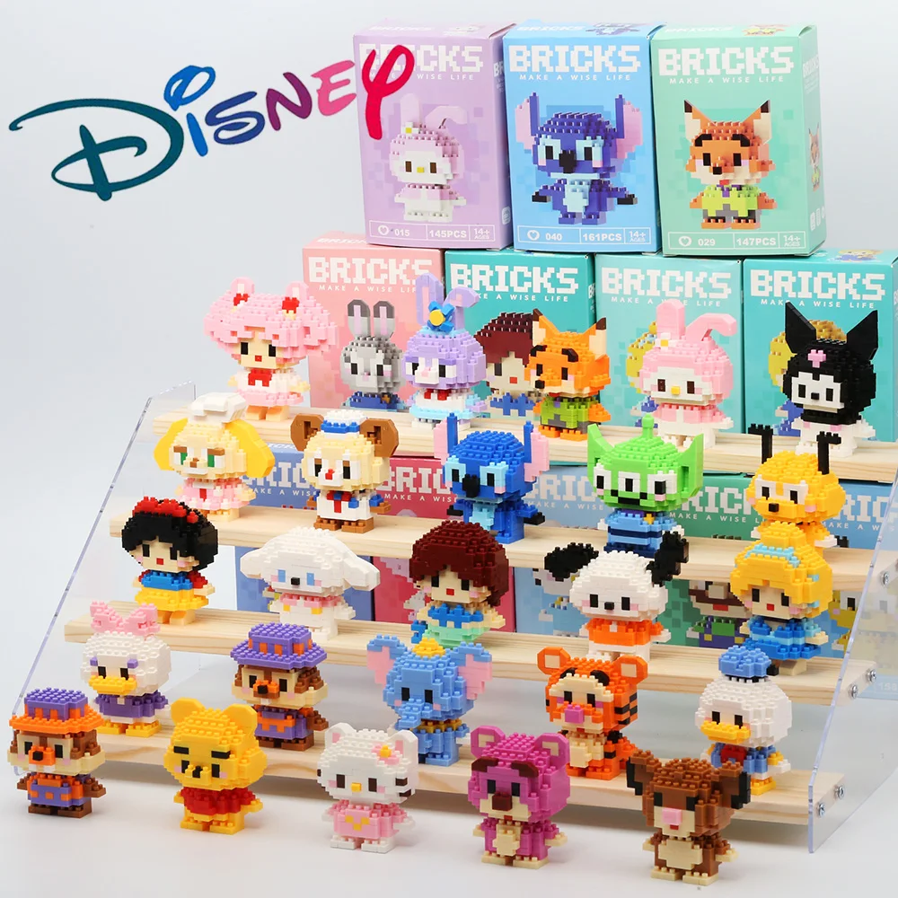 

Disney Anime Princess Building Blocks Stitch Mickey Mouse mini Action toy Figures Blocks Toys Bricks Assemble Toys Kids Gifts