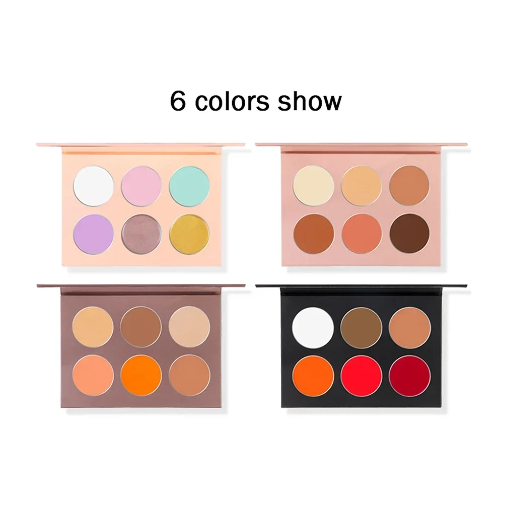 6-color Concealer/Blush/Contour Powder/Cream Plate DIY Private Label Long Lasting Waterproof Brighten Facial Makeup Custom Logo