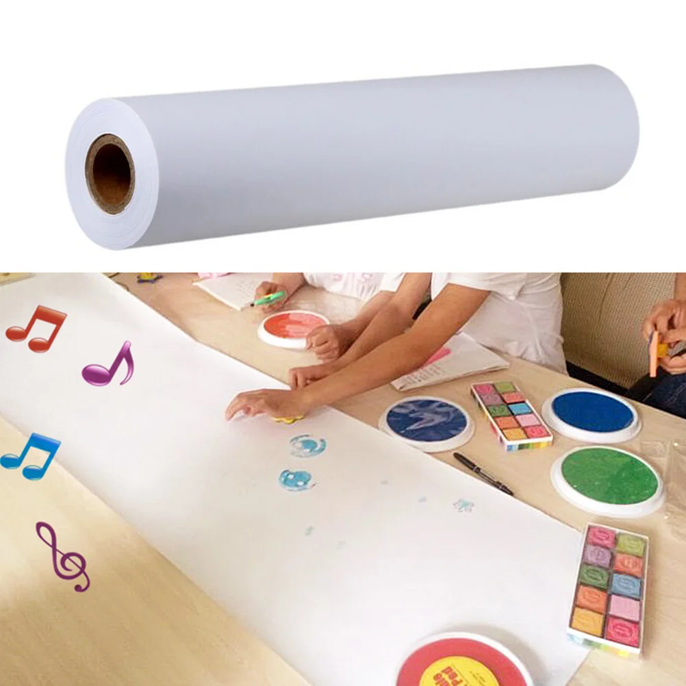 Rouleaux de papier à dessin blanc pour activité artisanale d'enfant, papier d'interconnexion de peinture, 45cm x 10m