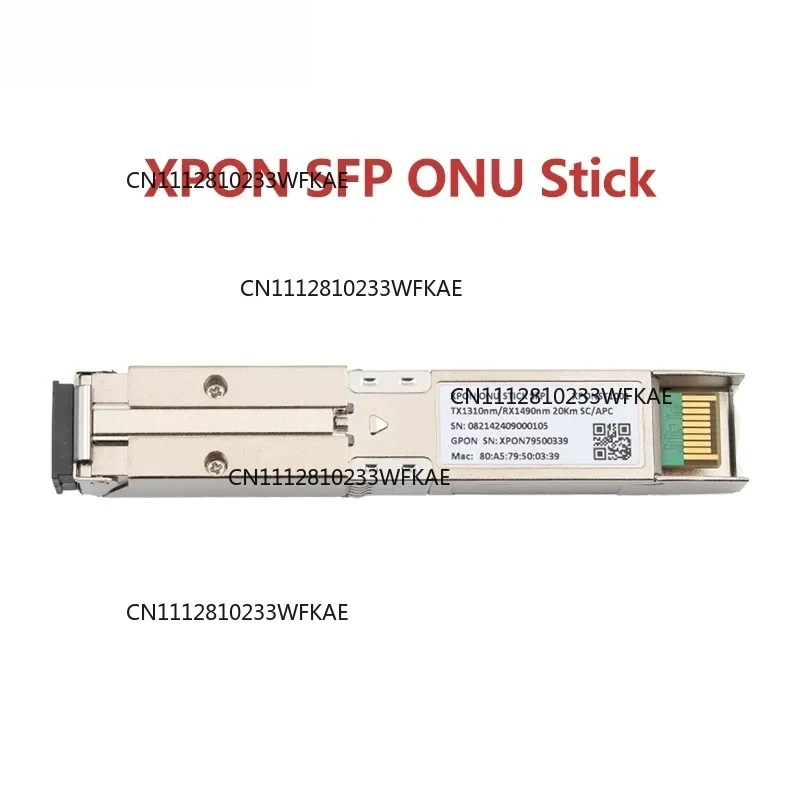 XPON SFP ONU  Stick 1310nm/1490nm DM Pon Module 20km Compatible with OLT ONU Mac MSC Connector for Broadband Communication