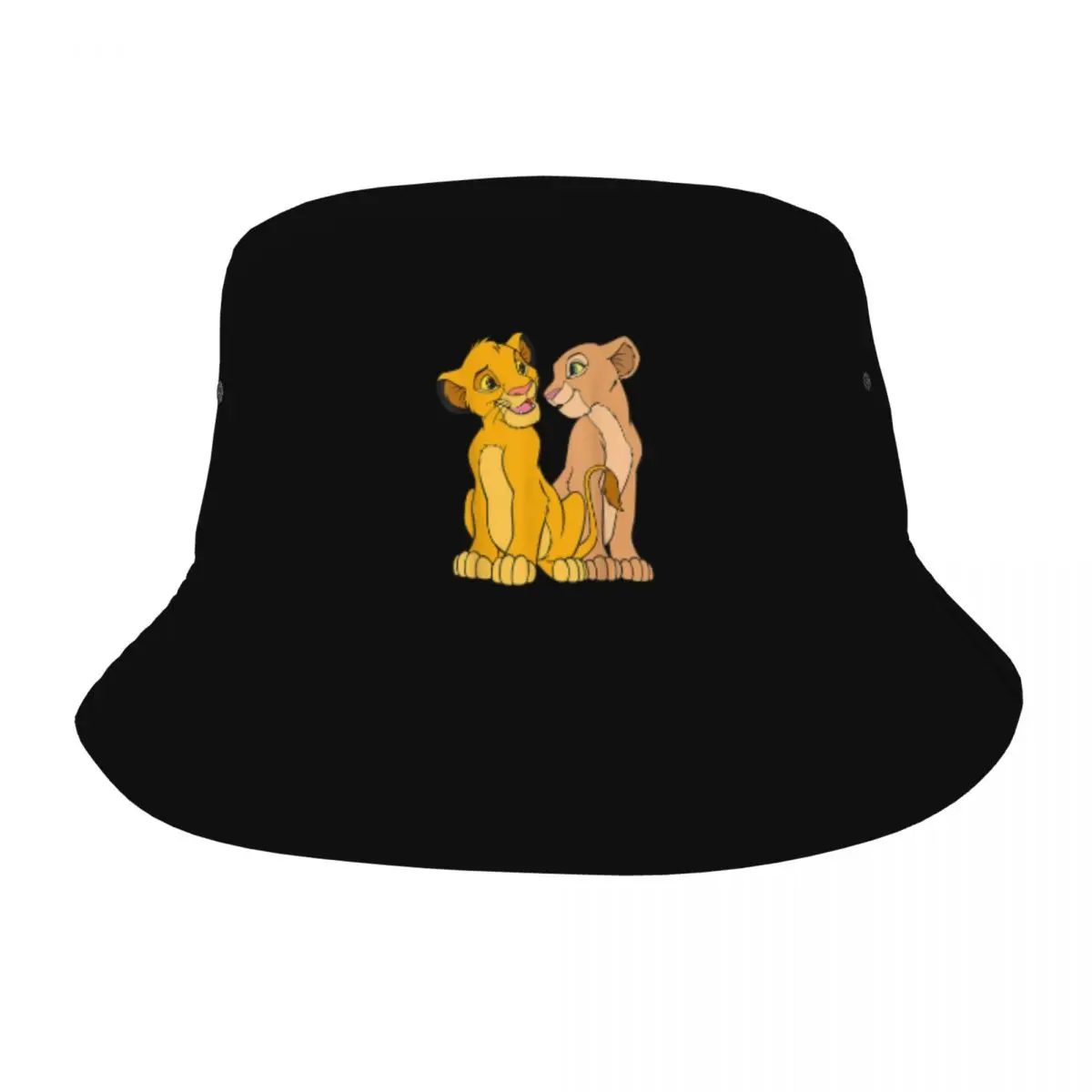 

Unisex Bucket Hats The Lion King Travel Headwear Vacation Fishing Fisherman Cap Young Simba and Nala Together Bob Hat Gifts Idea