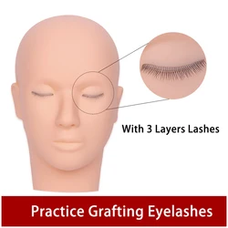 3 Layers Eyelashes Mannequin Head Face For Practice False Eyelash Extensions Grafting Lash Training Tools Makeup Practice Model