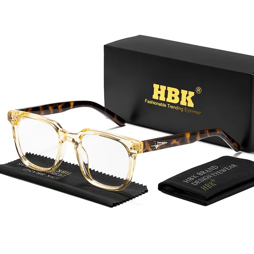 Imagen 2 del producto HBK, nuevas monturas de gafas cuadradas a la moda, diseño de marca, monturas Unisex para mujer, gafas antiluz azul para ordenador, montura de gafas ópticas