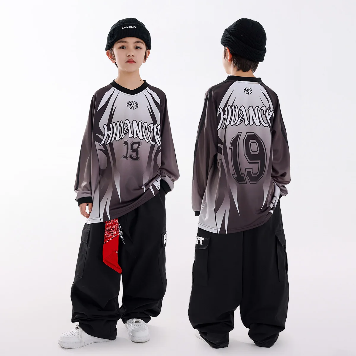 

Children Hip Hop Dance Outfits Loose Tops Black Cargo Pants Boys Poppin Break Dancewear Girls Jazz Costume Kpop Clothes BL14877