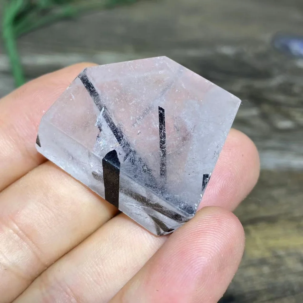 Black Tourmaline Polyhedron Natural Stone Crystal Healing Hair Quartz Palm Playing Wicca Reiki Ornaments Home Decoration Room