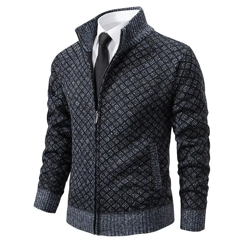 

Men's Long Sweater Jaet Stand up Collar Top Polyester Fiber Youth Casual Knitted Wear Resistant Autumn Faion Outerwear
