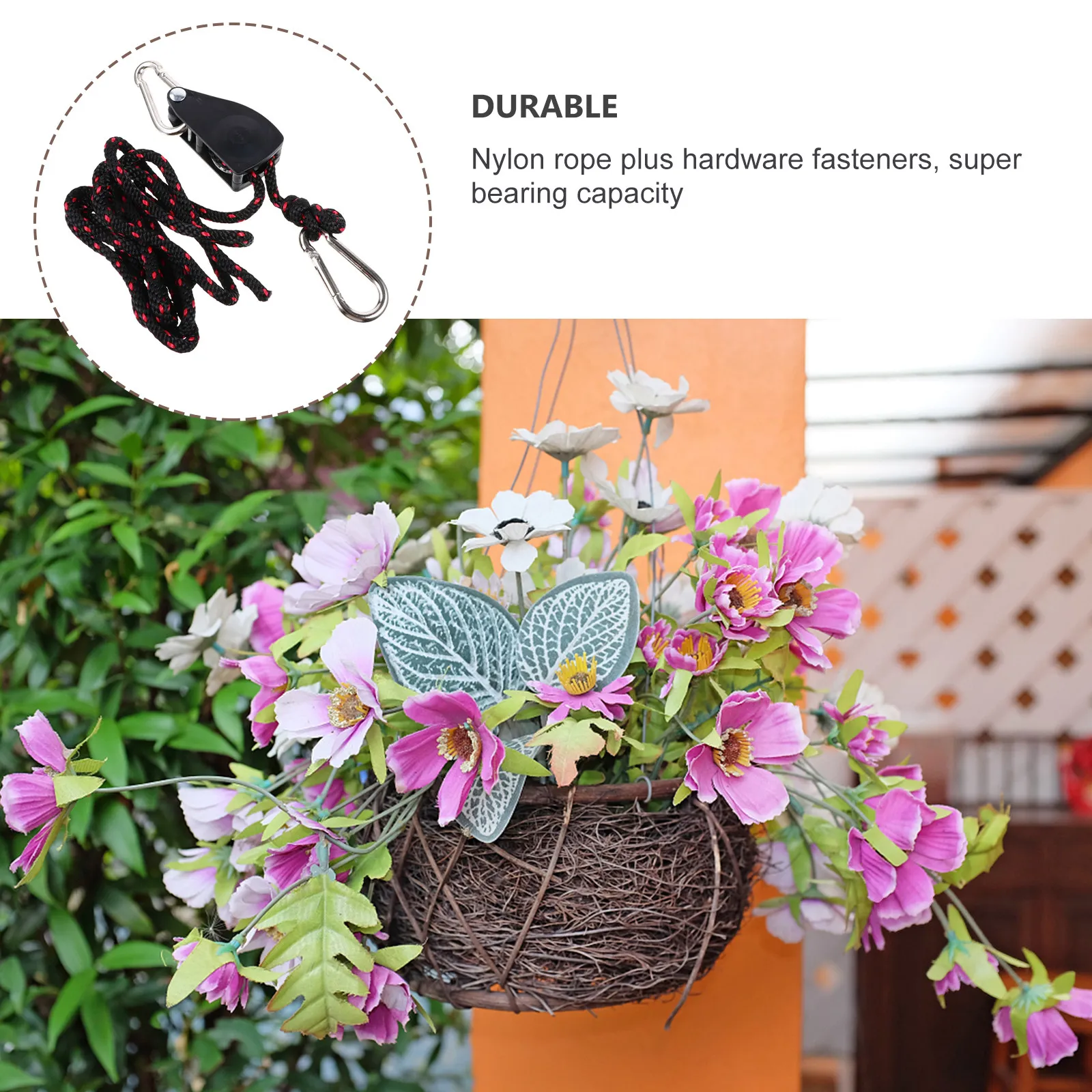 2Pcs Sturdy Hanging Rope for Plant Light Easy Clip Pull Lock Suspension System Lightweight Tear Rust Resistant Grow Light Rope