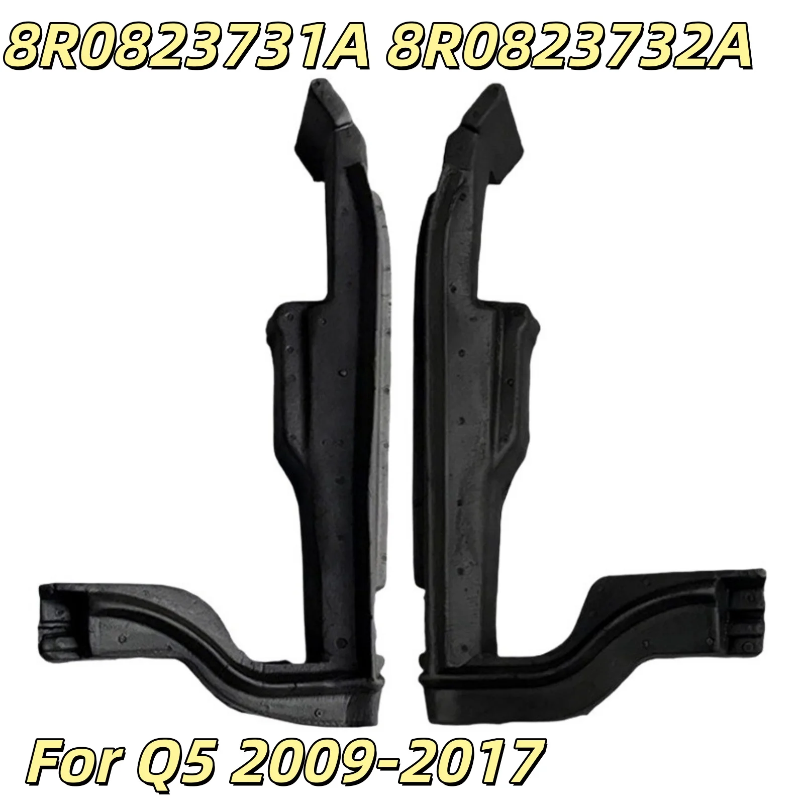 2pcs car Hood Seal Block Front Left Right 8R0823731A 8R0823732A For Q5 2009-17 Rubber Car Engine Cover Replacement Weatherstrip