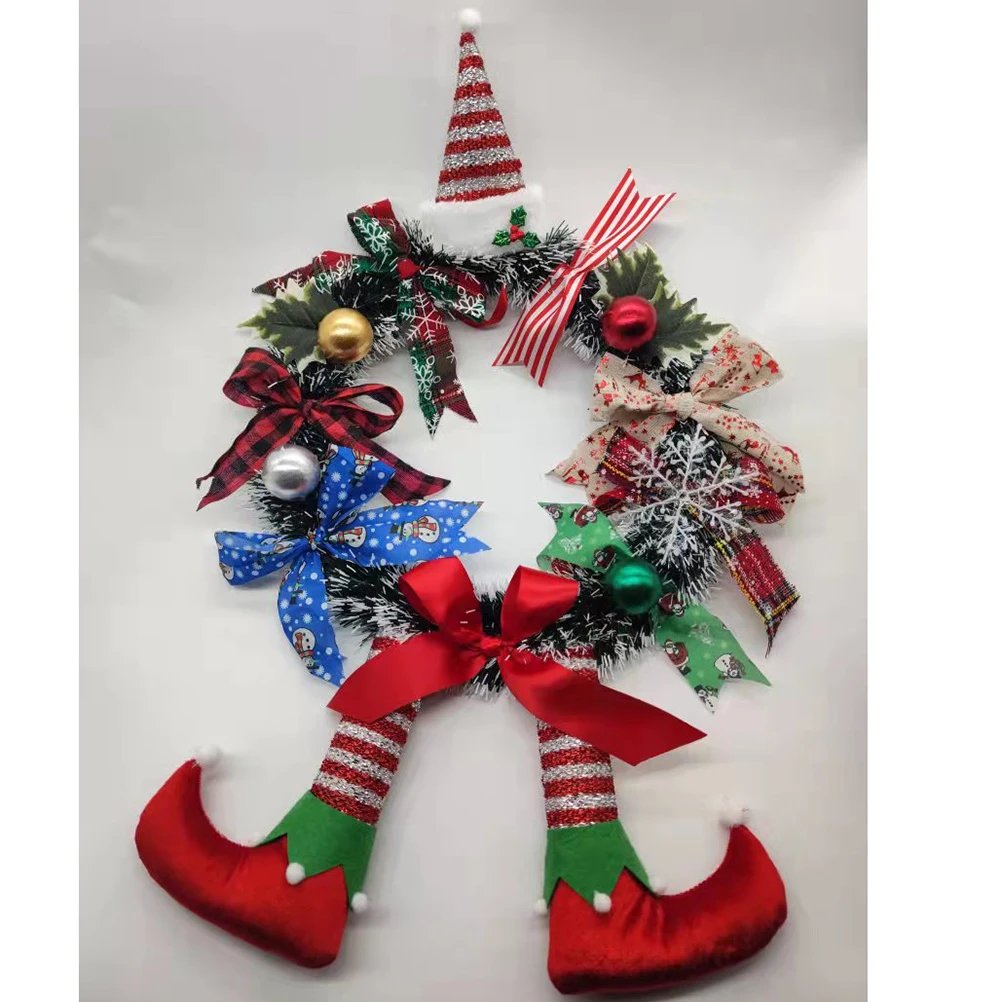 

​Cartoon Christmas Wreath Clown Bows Door Wreath Cute Ornament Christmas House Wall Hanging Wreath New Year Christmas Decoration