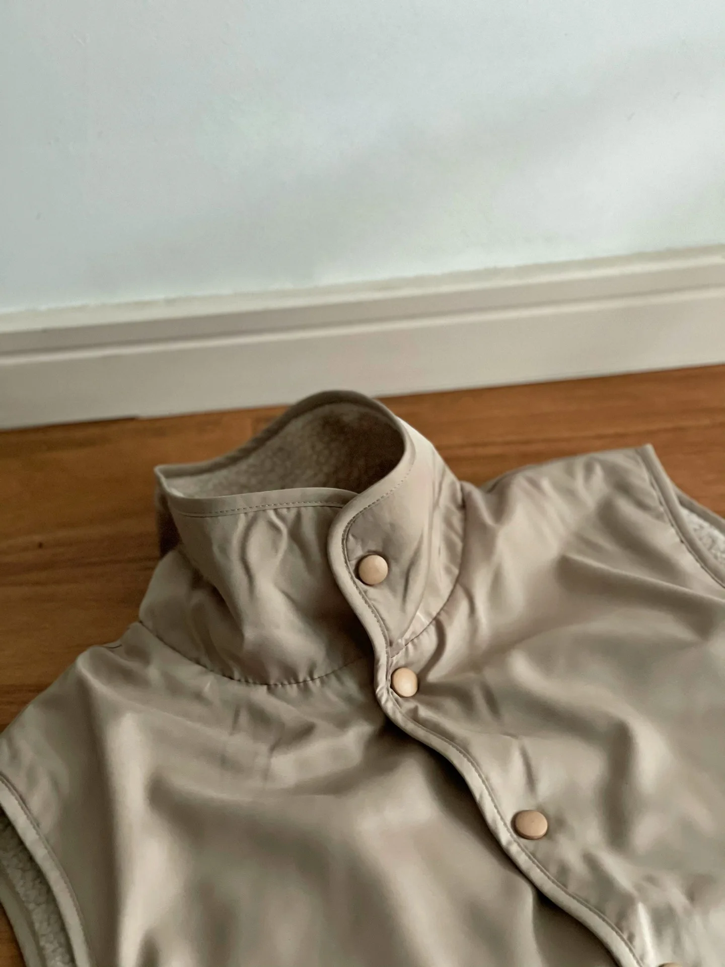 للخريف والشتاء في الهواء الطلق الرجال ركوب الدراجات ارتداء فو جلد الخراف أفخم الوقوف طوق سترة صوف مع أزرار إطباقية على كلا الجانبين #3