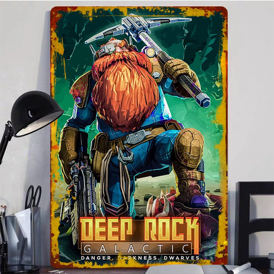 Deep Rock Galactic Dwarf Miner Metal Wall Art Gaming Decor for Home Office Gift for Gamers