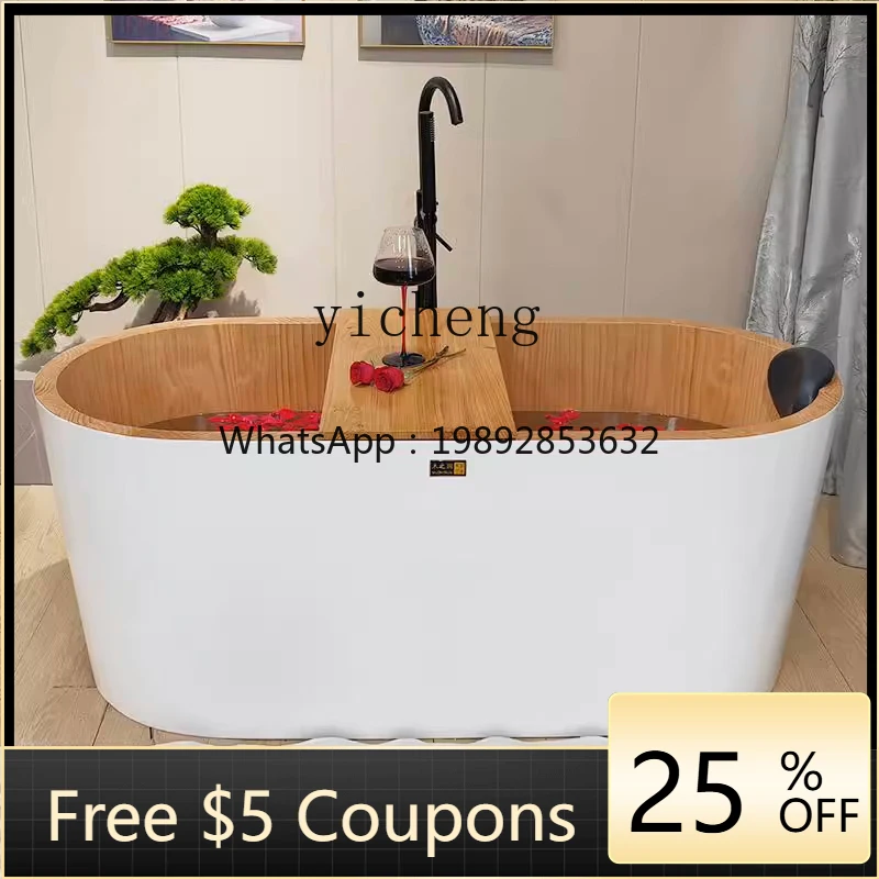 W2-4  pine bath wooden bucket household adult double wooden bucket bathtub bathtub bath bucket