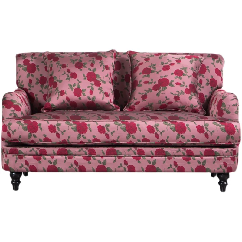 

Double sofa French retro style medieval rose beauty sofa B & B coffee shop small sofa