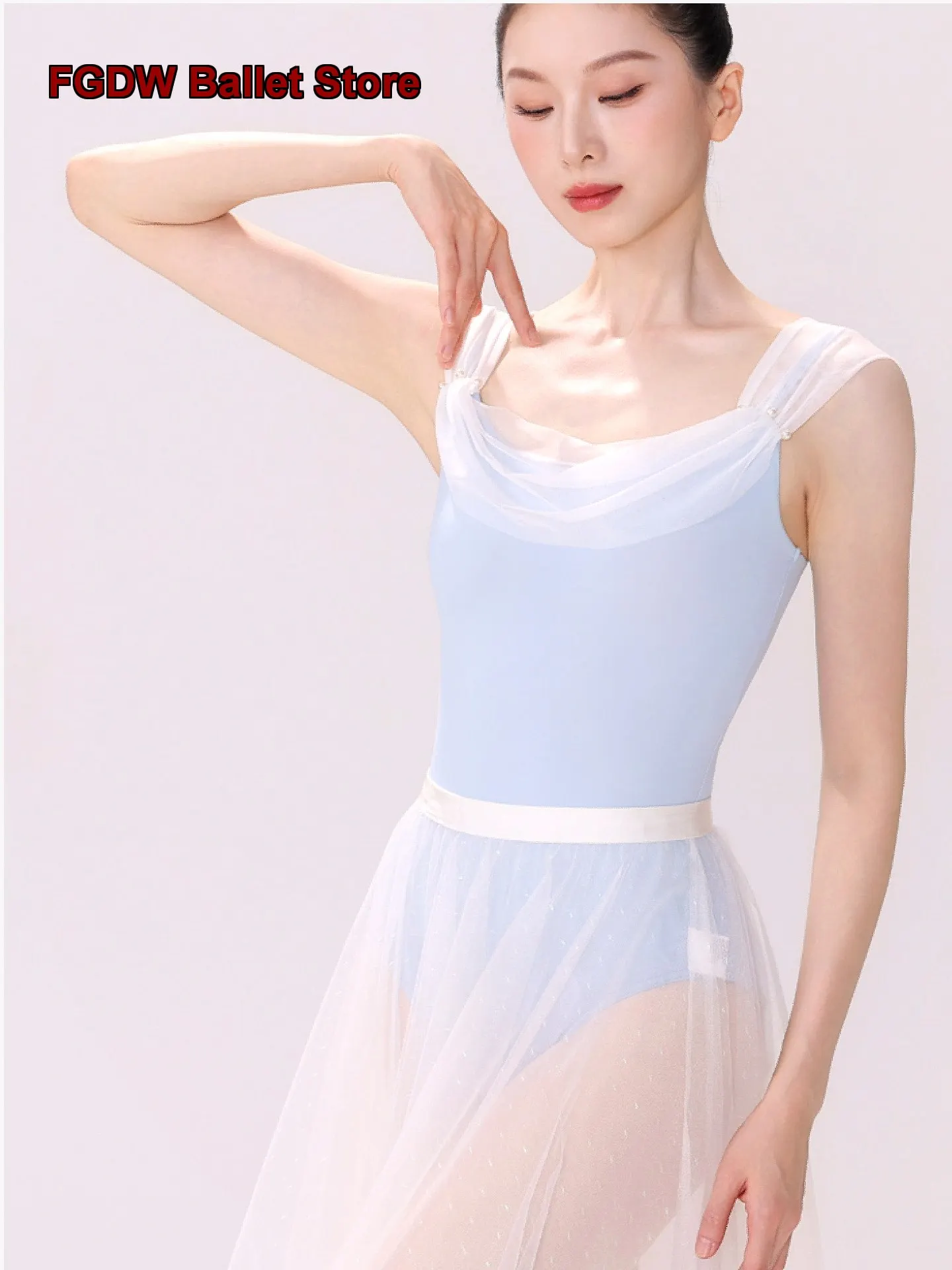 Women's Adult Ballet Leotard Asymmetrical Spaghetti Strap Mesh Body Suit Art Exam Gymnastics Leotard Body Suit Basic Training