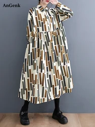 Patchwork Vintage Print Shirt Dresses For Women New Long Sleeve Loose Casual Dress Fashion Elegant Clothing Spring Autumn 2026