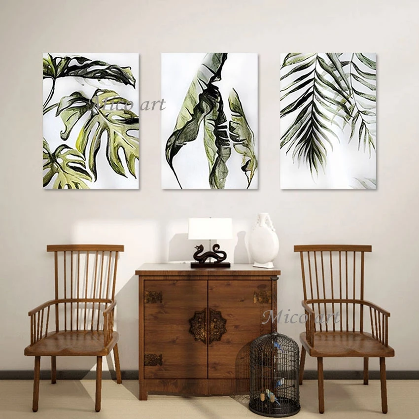 Wall Picture Canvas Design Abstract Paintings Art for Modern Home Good Decor, Unframed Different Kinds of Leaves, Hand-painted