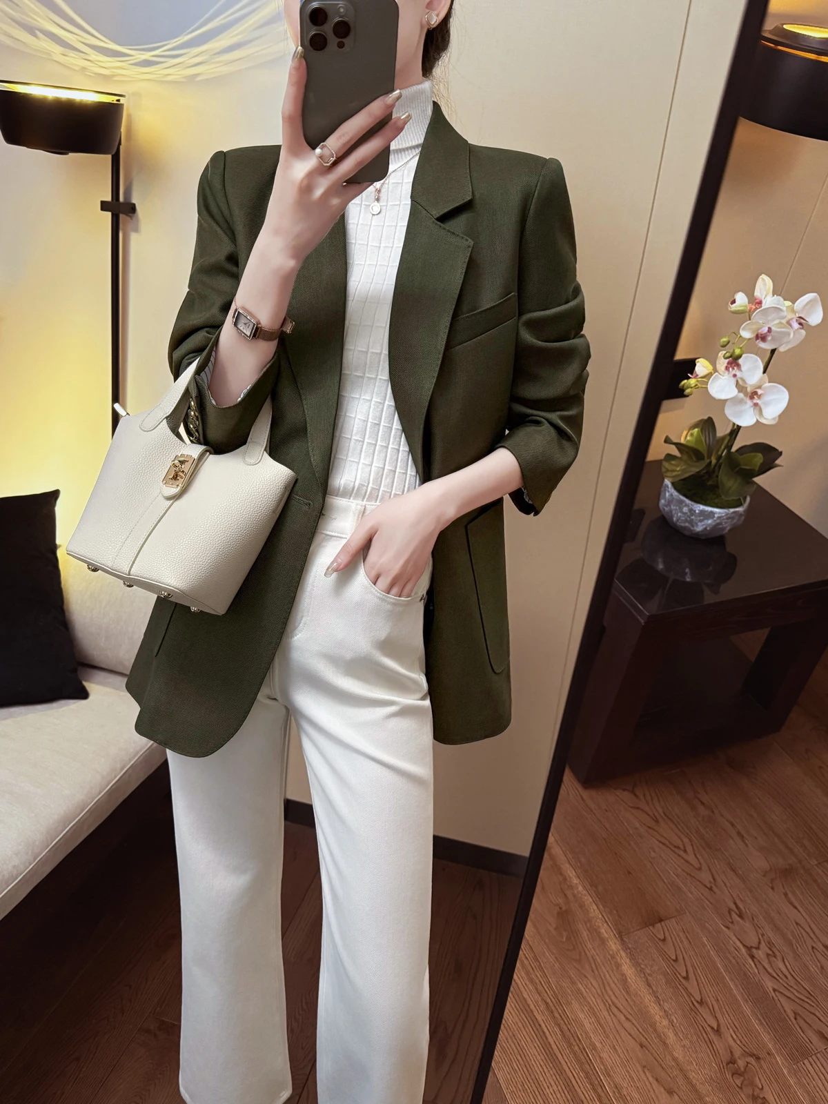 

You See Elite High-End Commuter Sle een Suit Women's Stand Fit Anti-Wrinkle Long Sve for Busin Travel