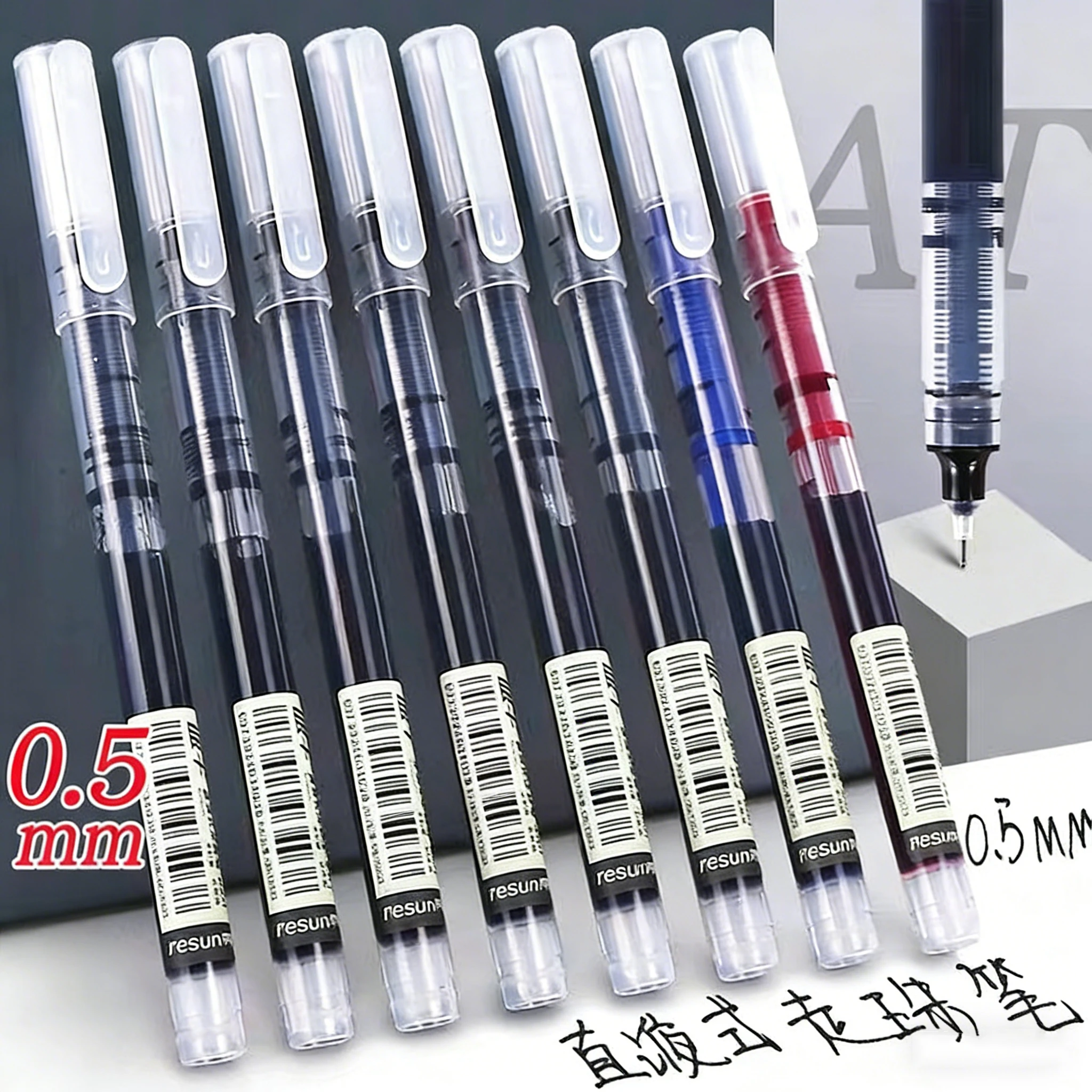 10Pcs/set 0.5mm Quick Dry Liquid Ink Rollerball Pens Straight Liquid Ballpoint Pens,Writing Gel Pens for Office School Supplies