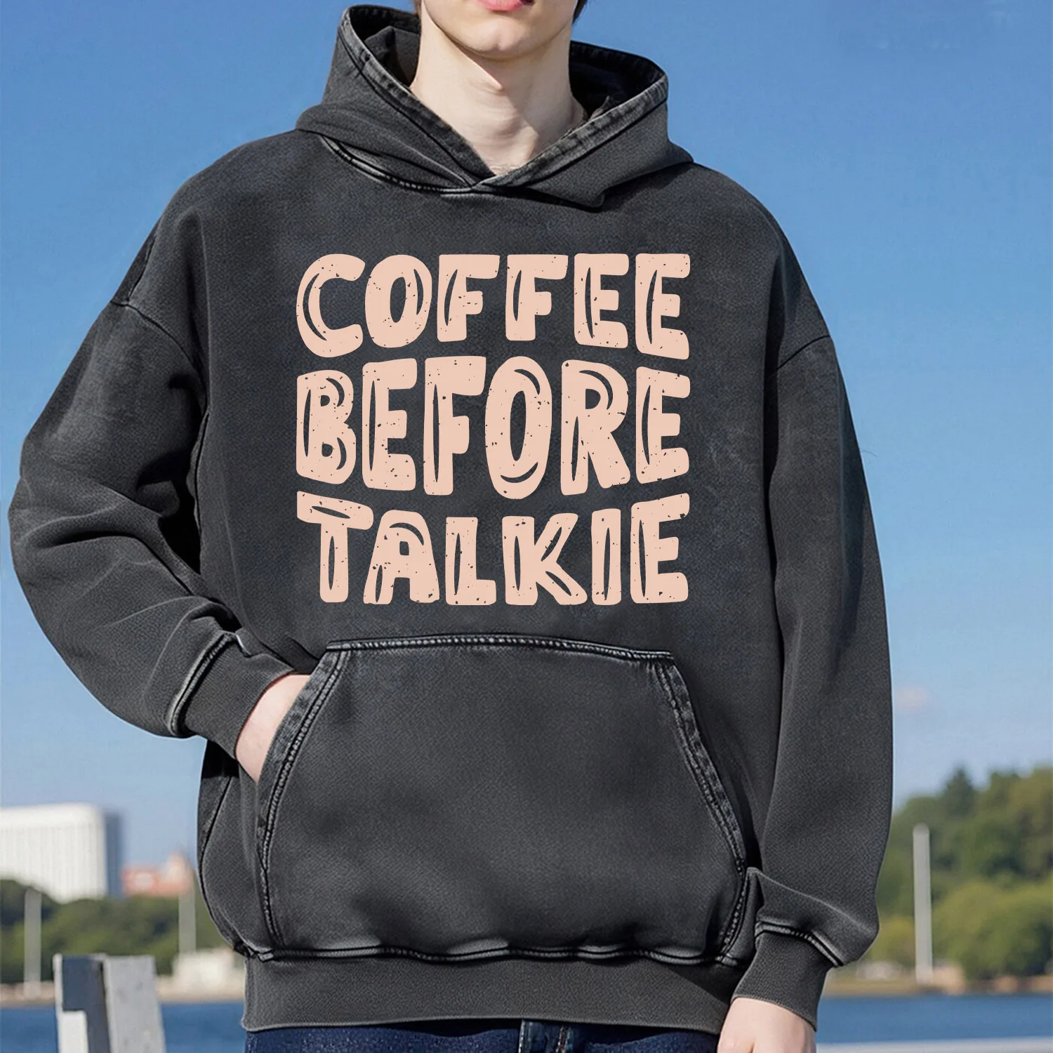 

Толстовка с капюшоном COFFEE в стиле ретро, унисекс, повседневный, спортивный стиль, из чистого хлопка, модная уличная, 400 г