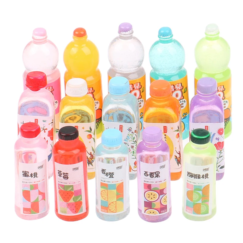 5Pcs 1:12 Dollhouse Miniatures Simulation Beverage Bottle Juice Bottle Model DIY Accessories