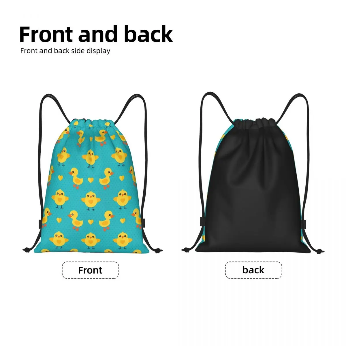 Custom Cartoon Chicks And Duck Drawstring Bags for Shopping Yoga Backpacks Women Men Sports Gym Sackpack