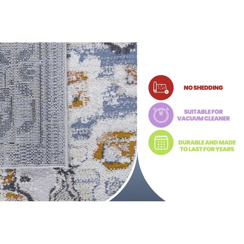 سجادة منطقة ميدالية أنيقة غير قابلة للتساقط لغرفة المعيشة وغرفة النوم وغرفة الطعام والمكتب المنزلي - كريمي وذهبي، مقاومة للبقع، #5