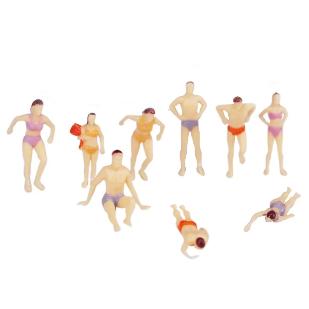 20Pcs Plastic Assorted 1:75 Painted Model Beach People Sea Swimmer Swimming Figures Different Poses Train Layout Landscape Model