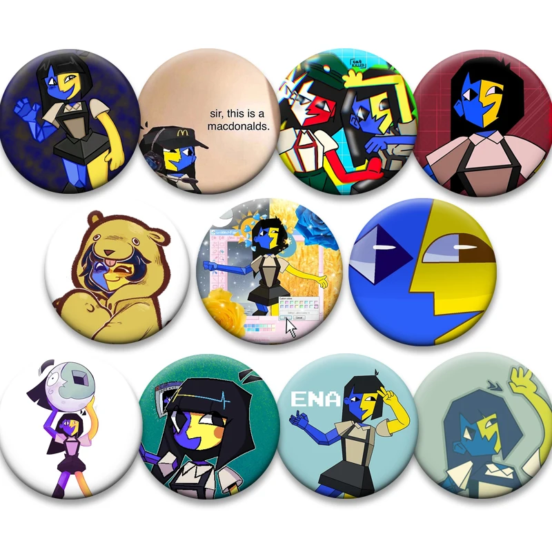 دبابيس أزرار بسيطة من Ena Graphic Sthetic Rain Rock، دبابيس بتصميم دبابيس، إكسسوارات هدايا شارة مزخرفة أنيقة رائعة #1